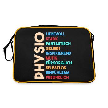 Physio Physiotherapeut - Retro Tasche - Schwarz/Gold - Hinten
