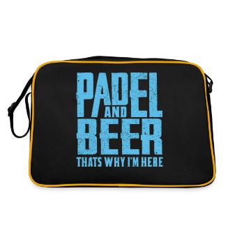 Lustiger Padel Spruch Padel and Beer Padel Tennis - Retro Tasche - Schwarz/Gold - Hinten