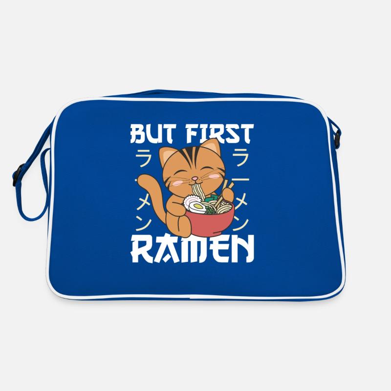 But first Ramen süße Katze isst Ramen Retro Tasche