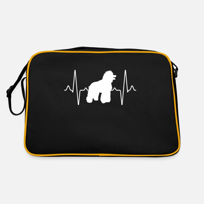 Pudel Herzschlag - Retro Tasche - Schwarz/Gold
