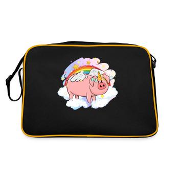 Pig Gift Piglet Kids Piglet Pig Pig - Retro Bag - black/gold - Back