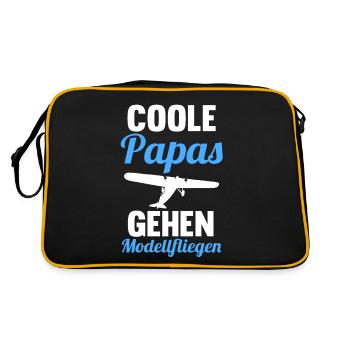 Modellfliegen Papa Vater Vatertag Modellflieger - Retro Tasche - Schwarz/Gold - Hinten