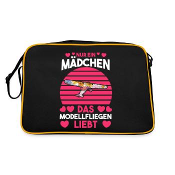 Nur ein Mädchen das Modellfliegen liebt - Retro Tasche - Schwarz/Gold - Hinten