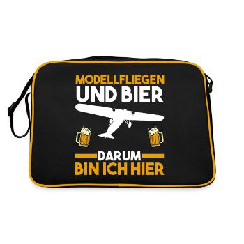 Modellfliegen Modellflieger Bier Modellflug - Retro Tasche - Schwarz/Gold - Hinten