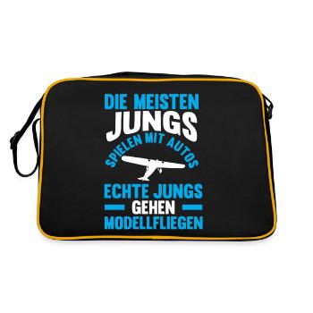 Modellfliegen Modellflieger Modellflug - Retro Tasche - Schwarz/Gold - Hinten