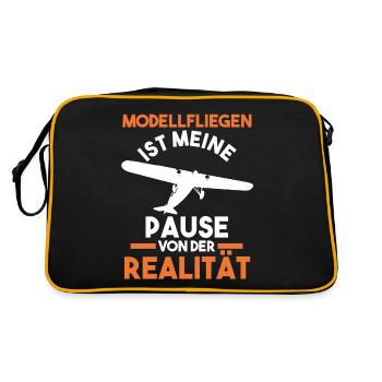 Modellflieger Modellflugzeug Modellfliegen - Retro Tasche - Schwarz/Gold - Hinten