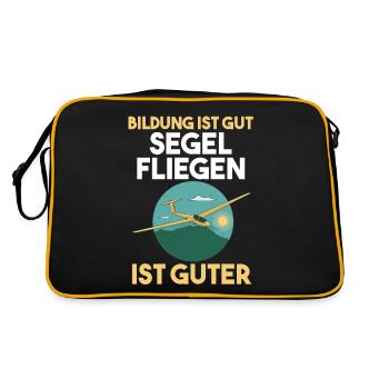 Segelfliegen Segelflieger - Retro Tasche - Schwarz/Gold - Hinten