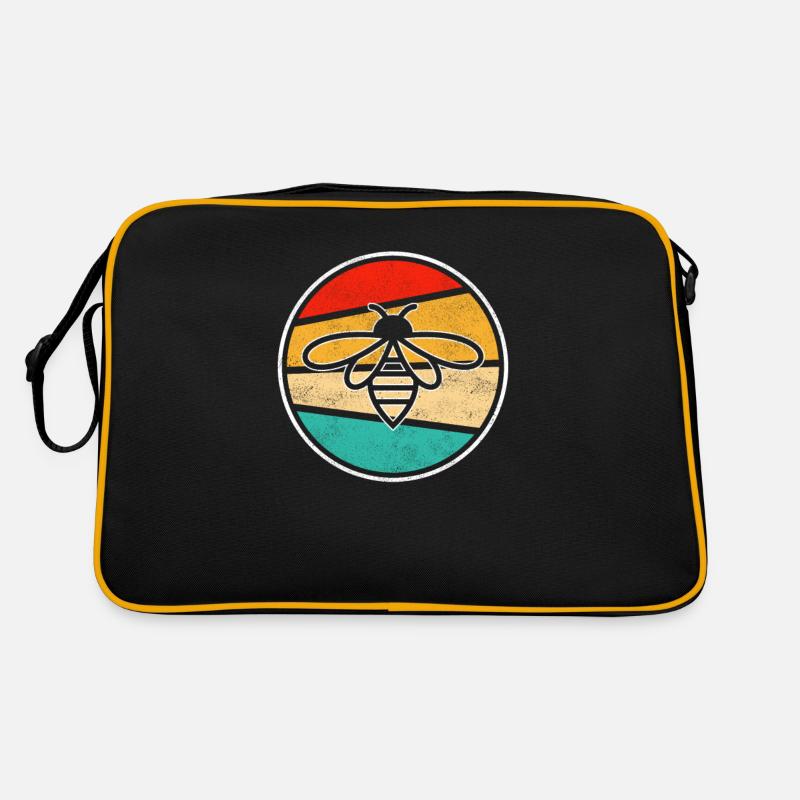 Biene Retro - Retro Tasche - Schwarz/Gold