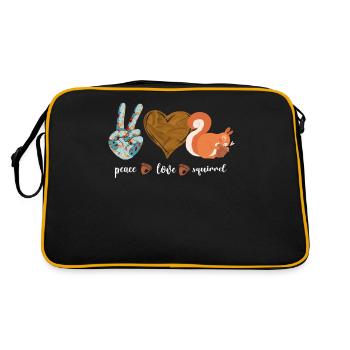 Squirrel Acorn Peace Love Squirrel - Retro Tasche - Schwarz/Gold - Hinten