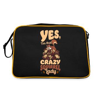 Squirrel Acorn Yes, I'M That Crazy - Retro Tasche - Schwarz/Gold - Hinten