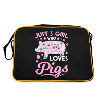 Pig Gift Piglet Kids Piglet Pig Pig - Retro Bag - black/gold - Back