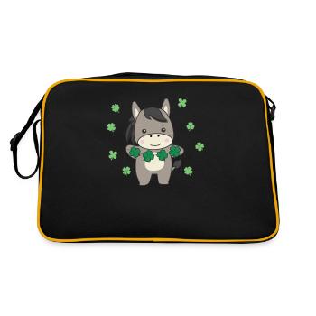 Donkey with shamrocks cute animals for happiness - Retro Bag - black/gold - Back
