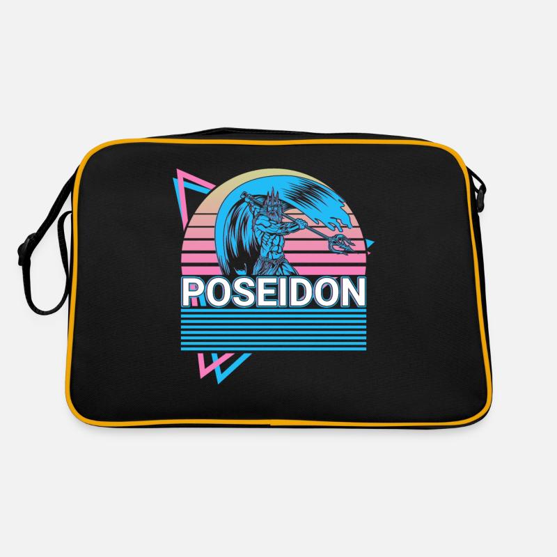 Poséidon Dieu grec de la mer Retro Gesche - Sac Retro - noir/or