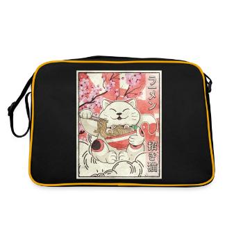 Maneki Neko Cat Ramen Japanese Aesthetic Ges - Retro Bag - black/gold - Back