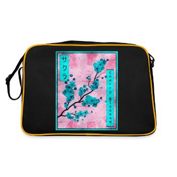 Sakura Cherry Blossom Cadeau esthétique japonais - Sac Retro - noir/or - Dos