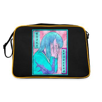 Sad Anime Girl Vaporwave Aesthetic Slimmed Down - Retro Bag - black/gold - Back