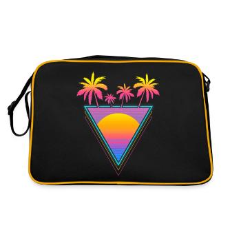 Vaporwave Ästhetische Retro-Sonnenuntergang Palme - Retro Tasche - Schwarz/Gold - Hinten