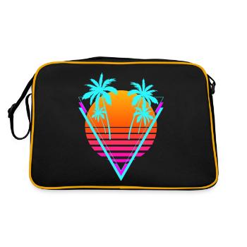 Vaporwave Ästhetische Retro-Sonnenuntergang Palme - Retro Tasche - Schwarz/Gold - Hinten