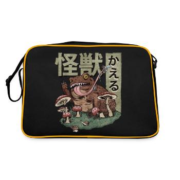 Cottagecore Esthétique Kaiju Grenouille Champignons Geschen - Sac Retro - noir/or - Dos