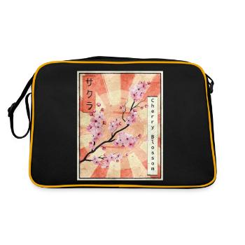 Sakura Cherry Blossom Cadeau esthétique japonais - Sac Retro - noir/or - Dos