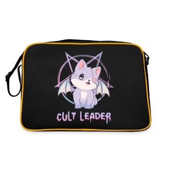 Kawaii Katze Pastell Goth Pentagramm Kultführer Ge - Retro Tasche - Schwarz/Gold - Hinten