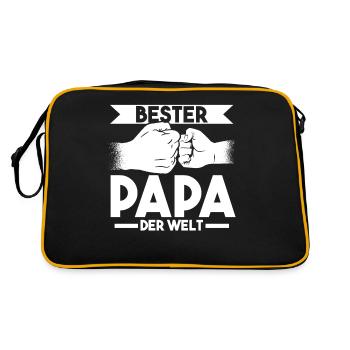 Bester Papa der Welt - Retro Tasche - Schwarz/Gold - Hinten
