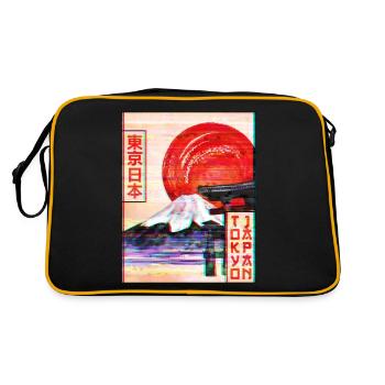 Mont Fuji Tokyo Japon Vaporwave Esthétique - Sac Retro - noir/or - Dos