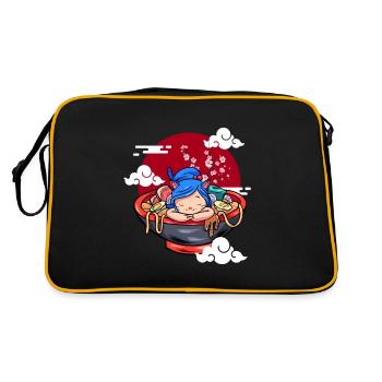 Funny Sleeping Cat Ramen Cute Kitten - Retro Bag - black/gold - Back
