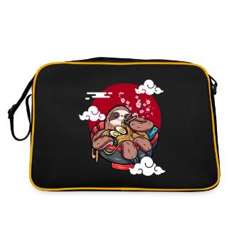 Funny Sloth Eats Ramen Kawaii Japanese - Retro Bag - black/gold - Back