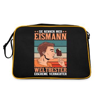 Sie Nennen Mich Eismann Weltbester Eiscreme - Retro Tasche - Schwarz/Gold - Hinten
