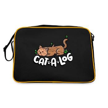 Lustige Cat A Log Kitty Katze Kätzchen Baumfällung - Retro Tasche - Schwarz/Gold - Hinten