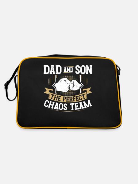 Dad and son - Das Perfekte Chaos-team Zum Vatertag - Retro Tasche - Schwarz/Gold - Hinten