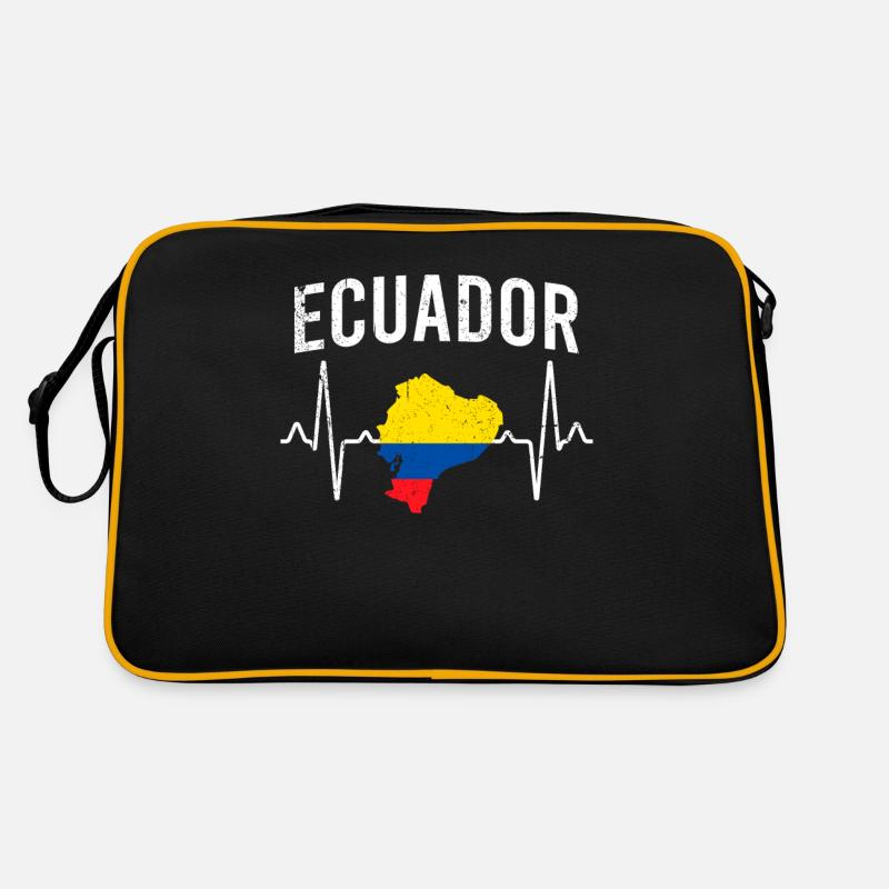 Ecuador Herzschlag - Retro Tasche - Schwarz/Gold