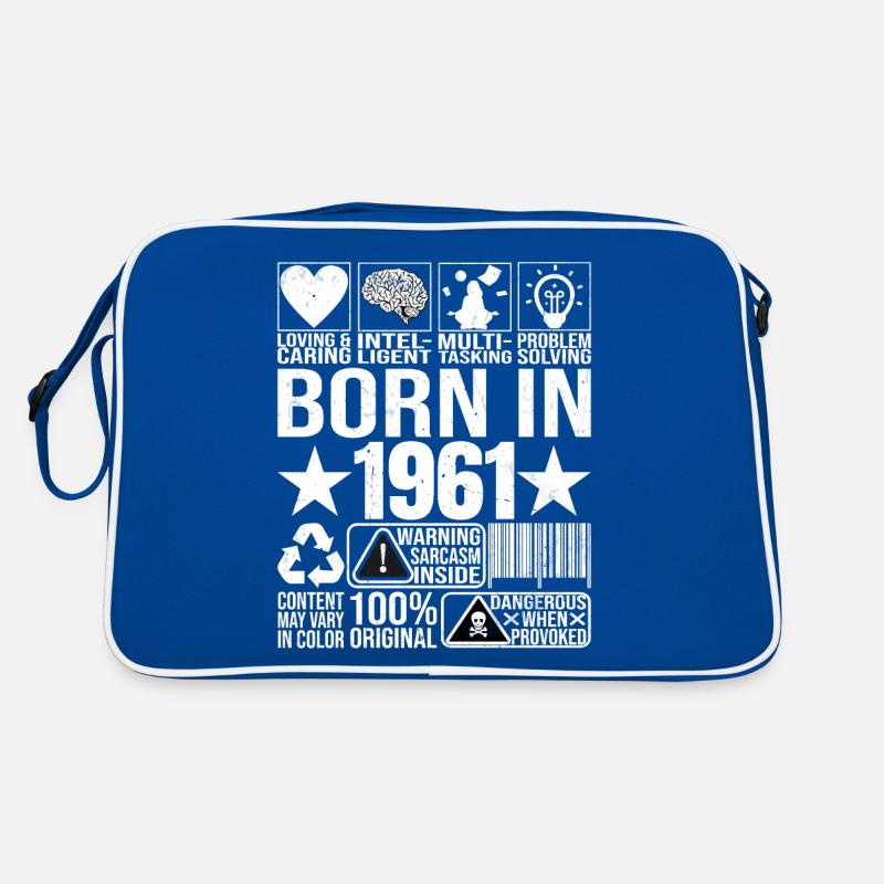 Born In 1961 Content Warning Label Barcode Retro Bag