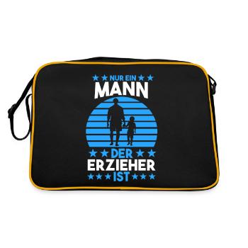 Kindergärtner Erzieher - Retro Tasche - Schwarz/Gold - Hinten