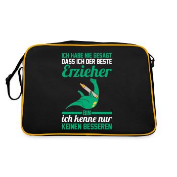 Kindergärtner Erzieher - Retro Tasche - Schwarz/Gold - Hinten