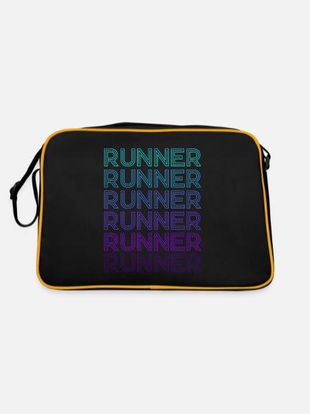 Läufer Marathon Laufen Retro - Retro Tasche - Schwarz/Gold - Hinten