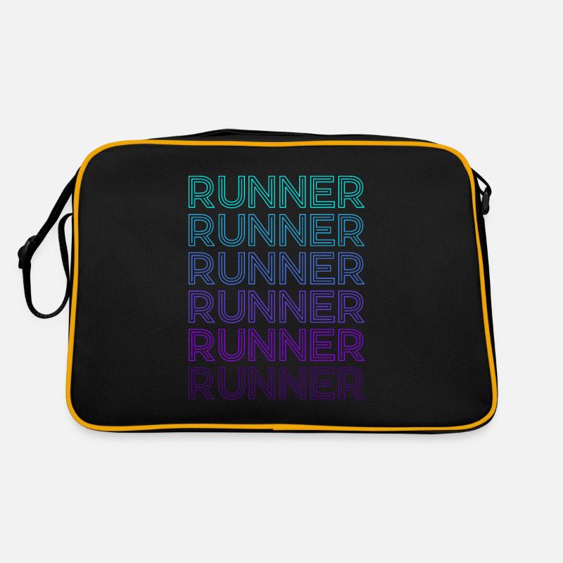 Läufer Marathon Laufen Retro - Retro Tasche - Schwarz/Gold