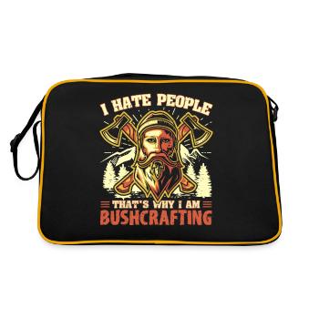 I hate People - That's Why I Am Bushcrafting - Retro Bag - black/gold - Back