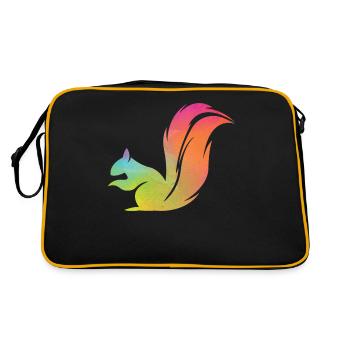 Squirrel Acorn Water Color - Retro Tasche - Schwarz/Gold - Hinten