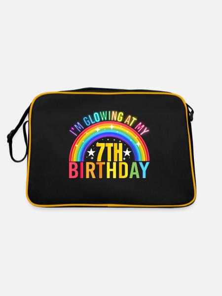 I Shine On My 7th Birthday Party, 7 - Retro Bag - black/gold - Back