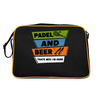 Lustiger Padel Spruch Padel and Beer Padel Tennis - Retro Tasche - Schwarz/Gold - Hinten