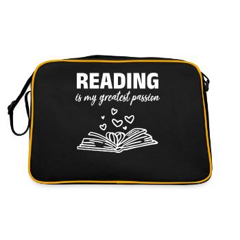 Bücherwurm Bücher lesen Lesen ist meine größte - Retro Tasche - Schwarz/Gold - Hinten