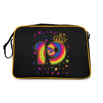 Tie-dye 19th birthday party 19 years old - Retro Bag - black/gold - Back
