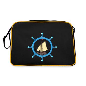 Maritim Grim Reaper Sailor Sailing Ship Steering Wheel - Retro Bag - black/gold - Back