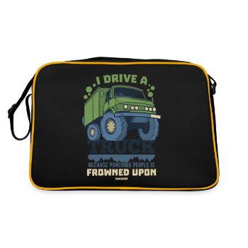 I Drive A Truck Because Punching People Is Frowned - Retro Bag - black/gold - Back