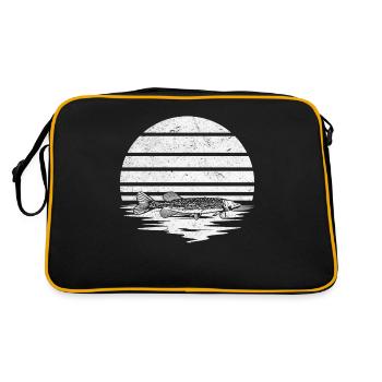 Gar Fishing Garfishing Sonnenuntergang Hornhecht - Retro Tasche - Schwarz/Gold - Hinten