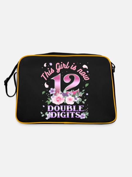 Dieses Mädchen Ist Jetzt 12 Double Digits 12. - Retro Tasche - Schwarz/Gold - Hinten