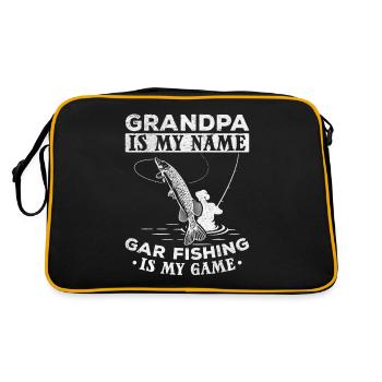 Opa ist mein Name Gar Fishing ist mein Spiel Gar - Retro Tasche - Schwarz/Gold - Hinten