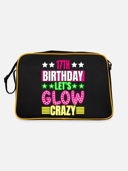 17th Birthday Let's Glow Crazy Colorful - Retro Bag - black/gold - Back